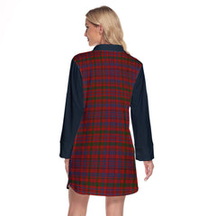 Murray Of Tullibardine Tartan Women's Lapel Shirt Dress With Long Sleeve