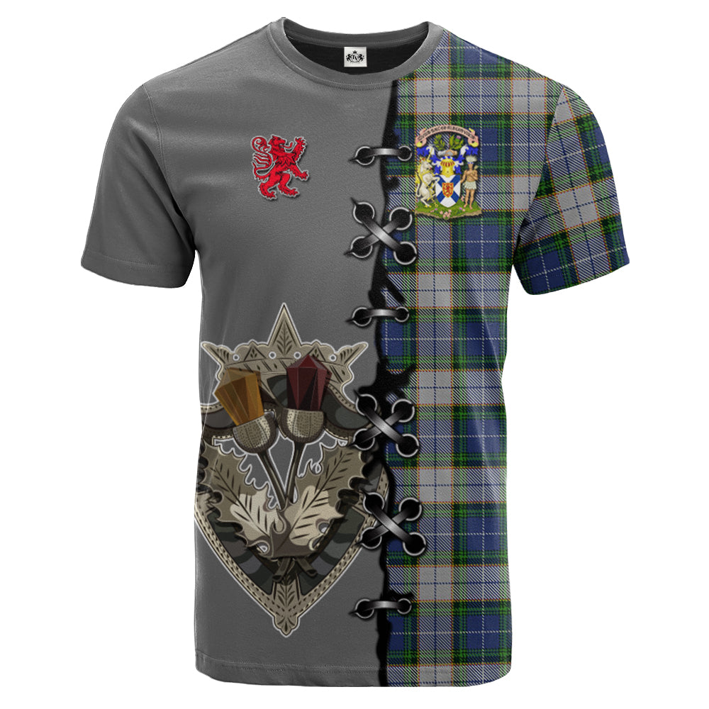 NovaScotia District Dress Tartan T-shirt - Lion Rampant And Celtic Thistle Style