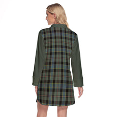 Ogilvie (Ogilvy) Hunting Tartan Women's Lapel Shirt Dress With Long Sleeve