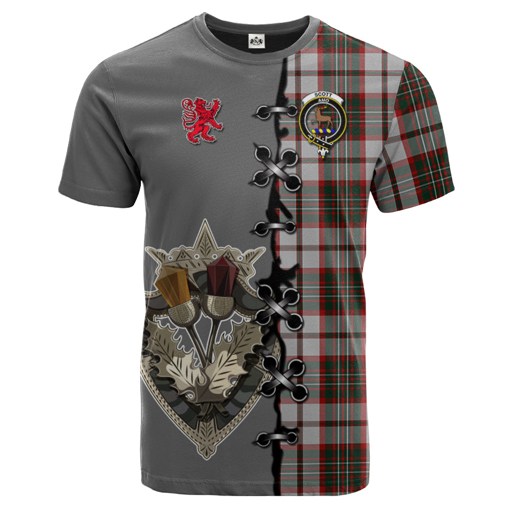 Scott Dress Tartan T-shirt - Lion Rampant And Celtic Thistle Style