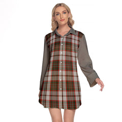 Scott Dress Tartan Women's Lapel Shirt Dress With Long Sleeve