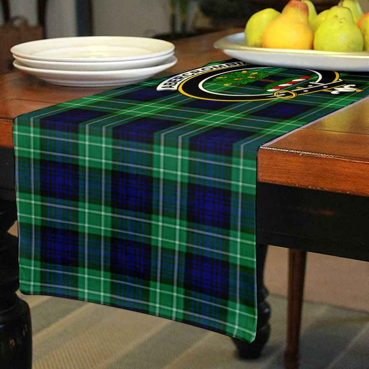 Abercrombie Tartan Crest Table Runner - Cotton table runner