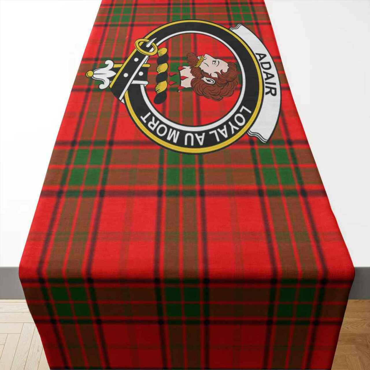 Adair Tartan Crest Table Runner - Cotton table runner