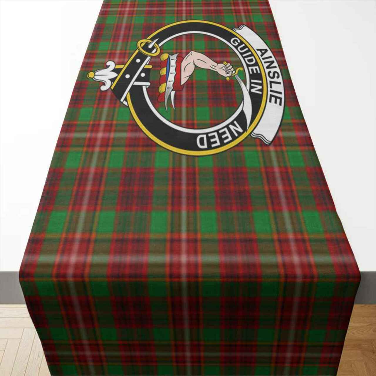 Ainslie Tartan Crest Table Runner - Cotton table runner