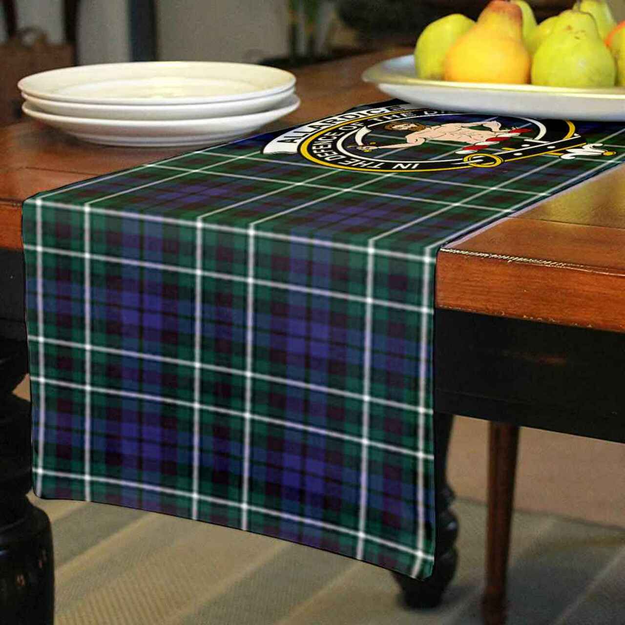 Allardice Tartan Crest Table Runner - Cotton table runner