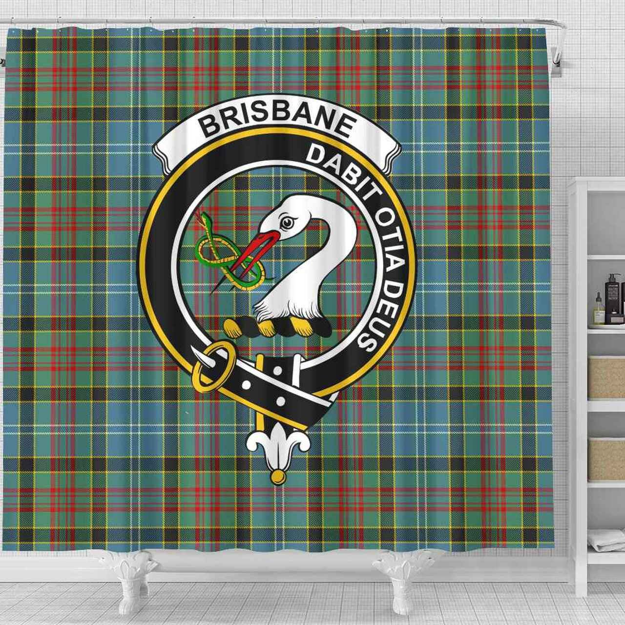 Brisbane Tartan Crest Shower Curtain