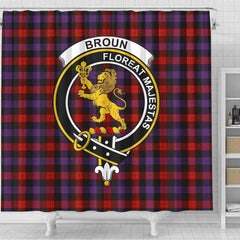 Broun Tartan Crest Shower Curtain