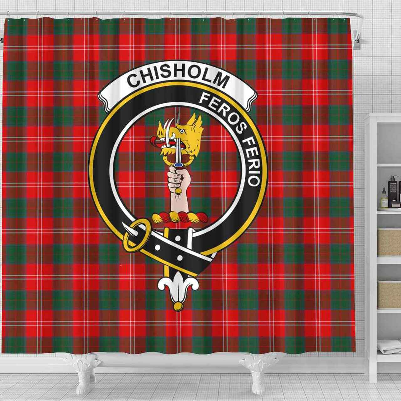 Chisholm Tartan Crest Shower Curtain