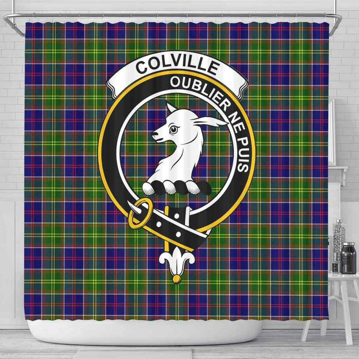 Colville Tartan Crest Shower Curtain