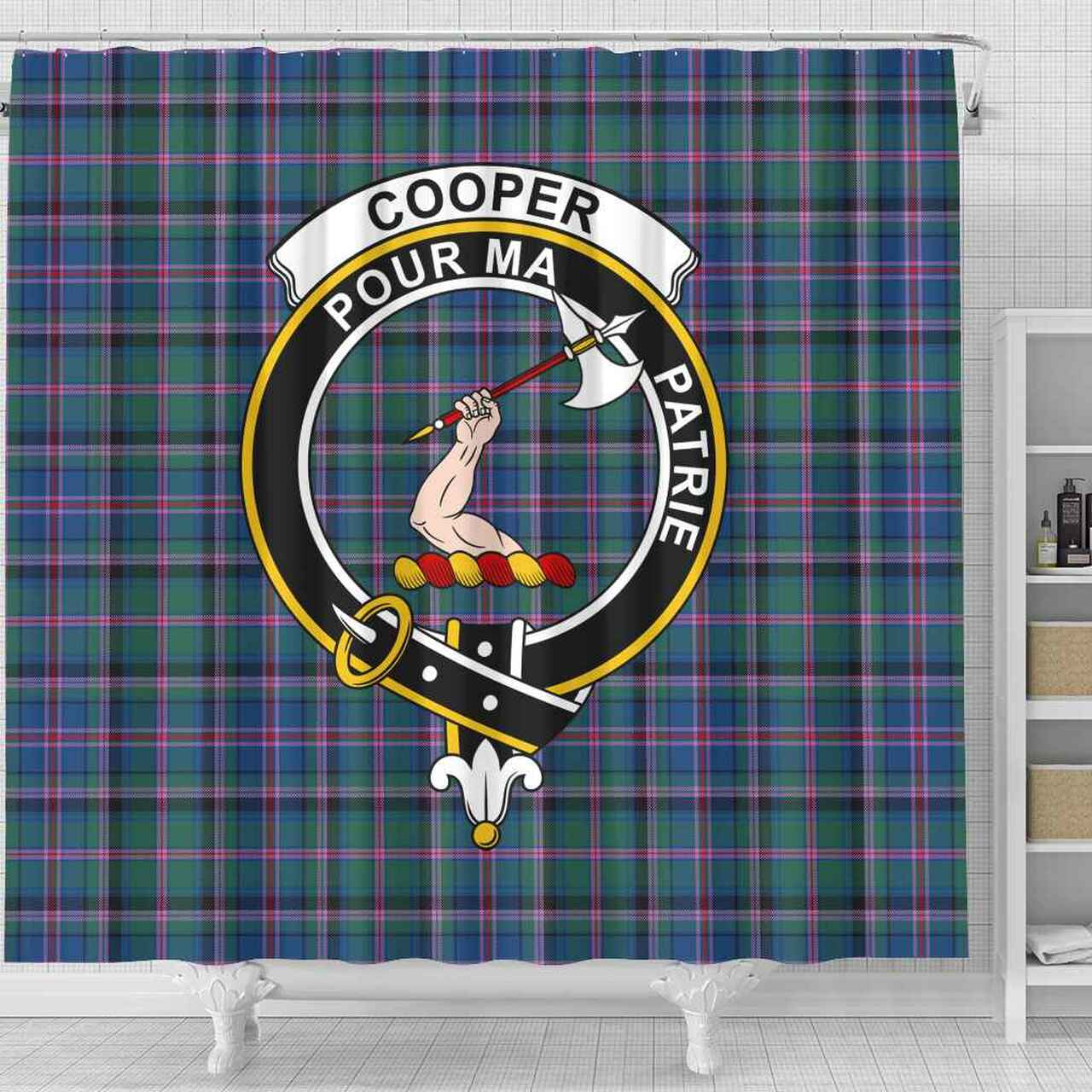 Cooper Tartan Crest Shower Curtain