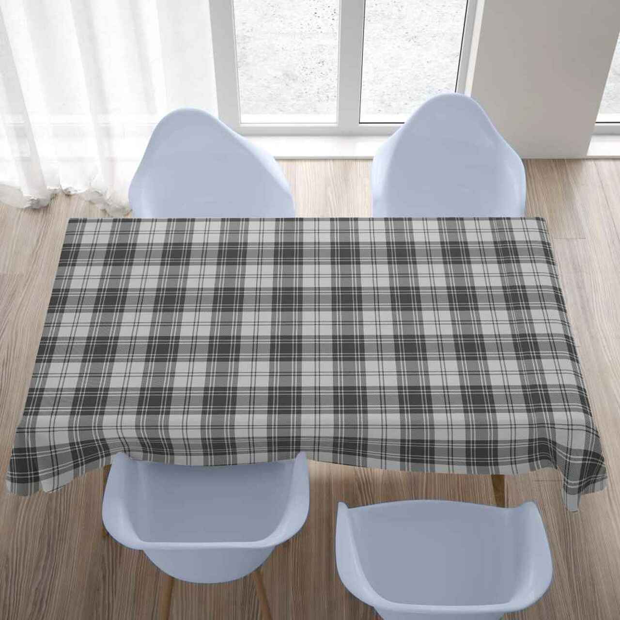 Douglas Grey Modern Tartan Tablecloth