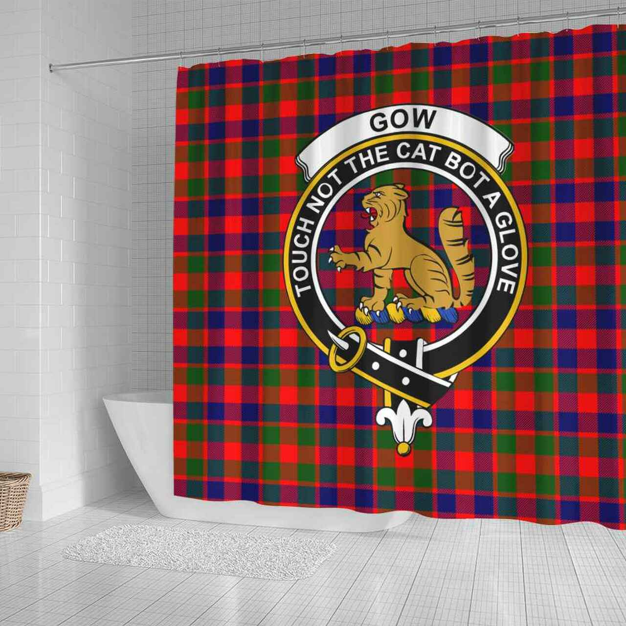 Gow (or McGouan) Tartan Crest Shower Curtain