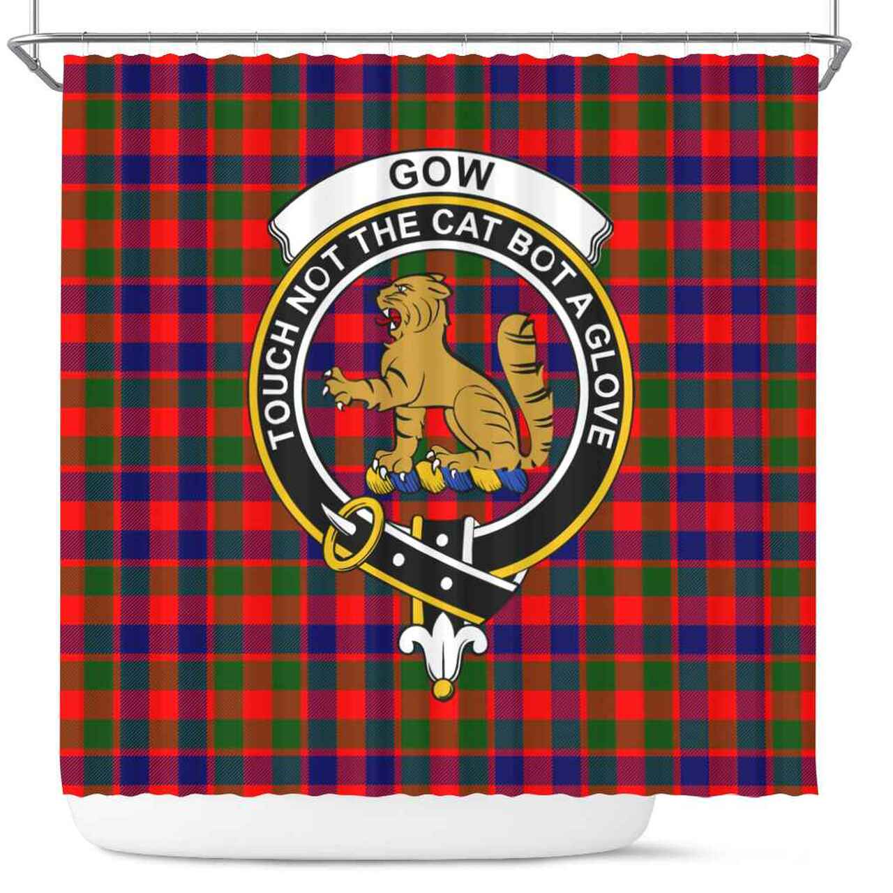 Gow (or McGouan) Tartan Crest Shower Curtain