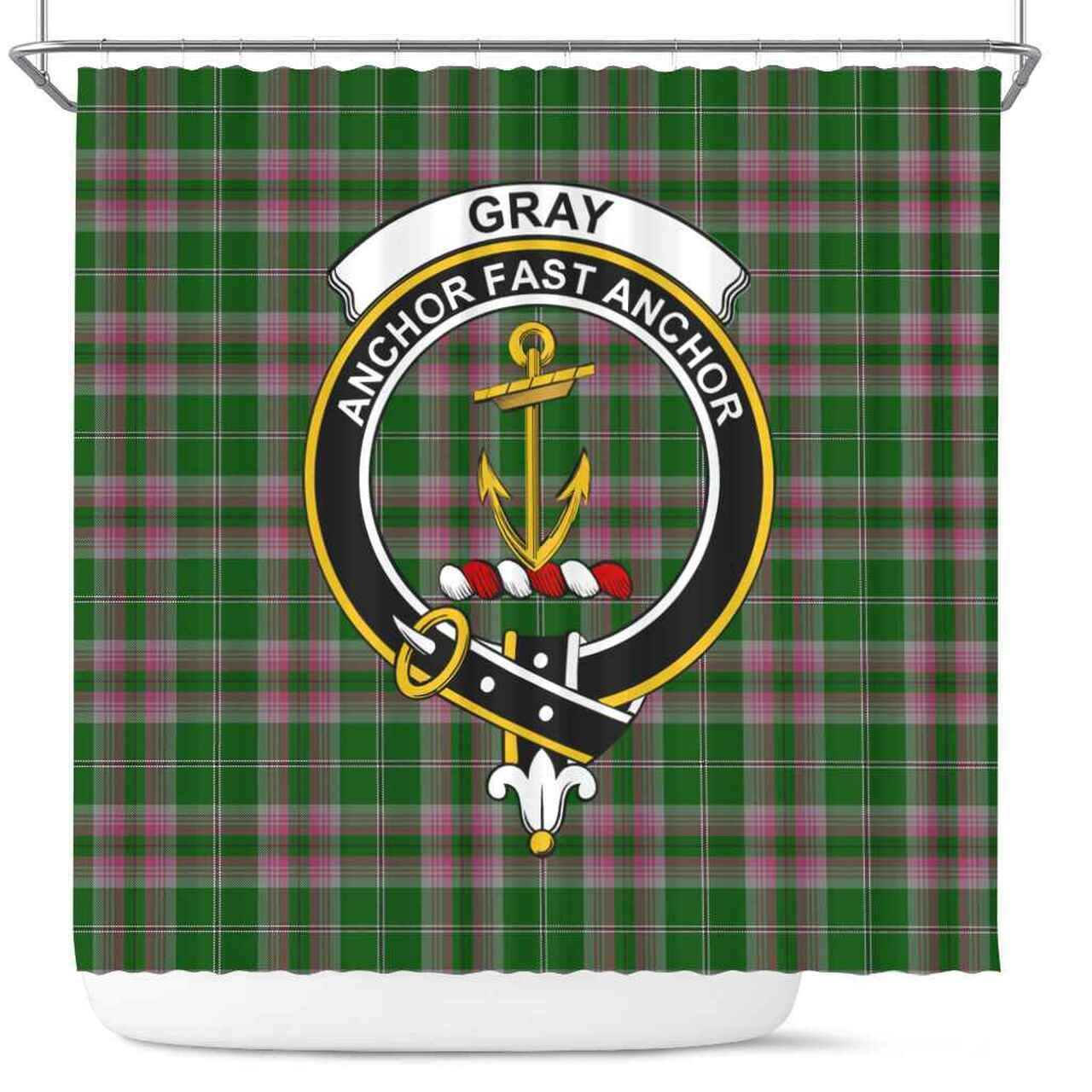 Gray Tartan Crest Shower Curtain