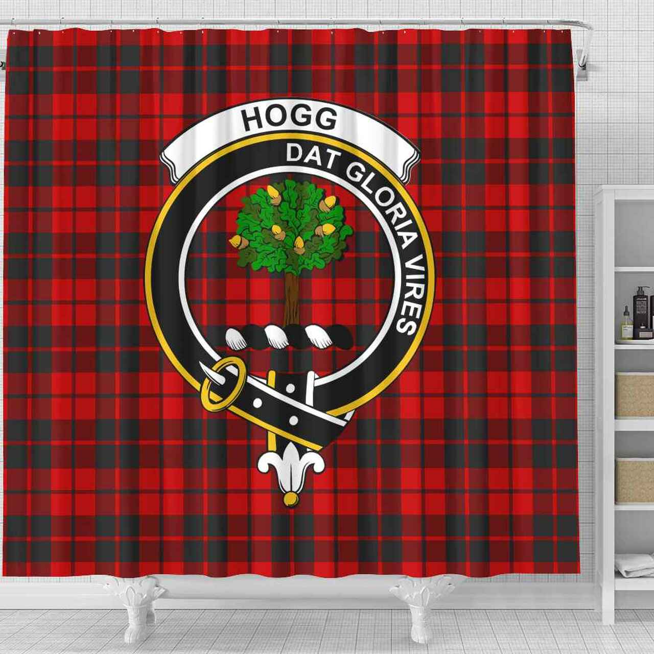 Hogg (or Hog) Tartan Crest Shower Curtain