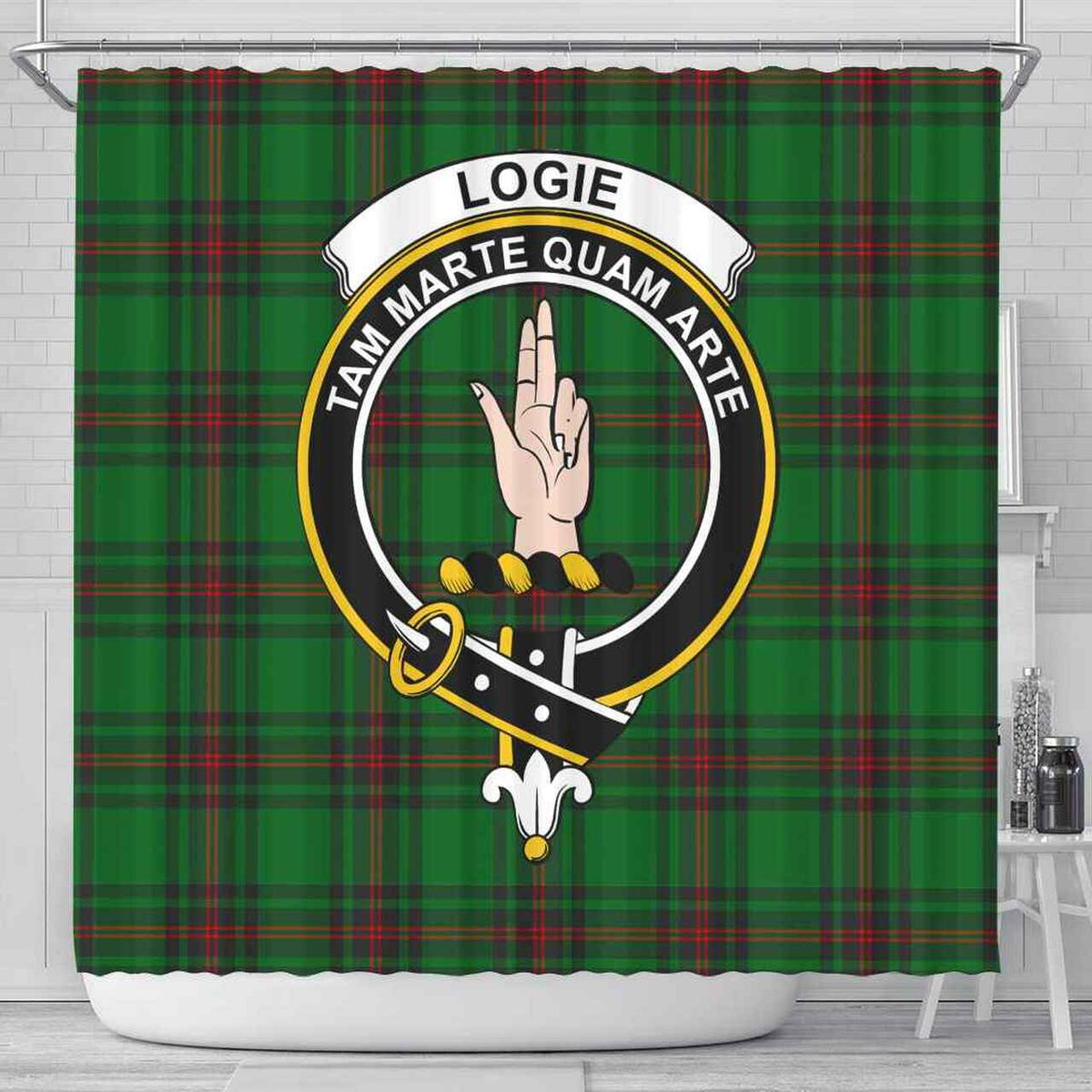 Logie Tartan Crest Shower Curtain