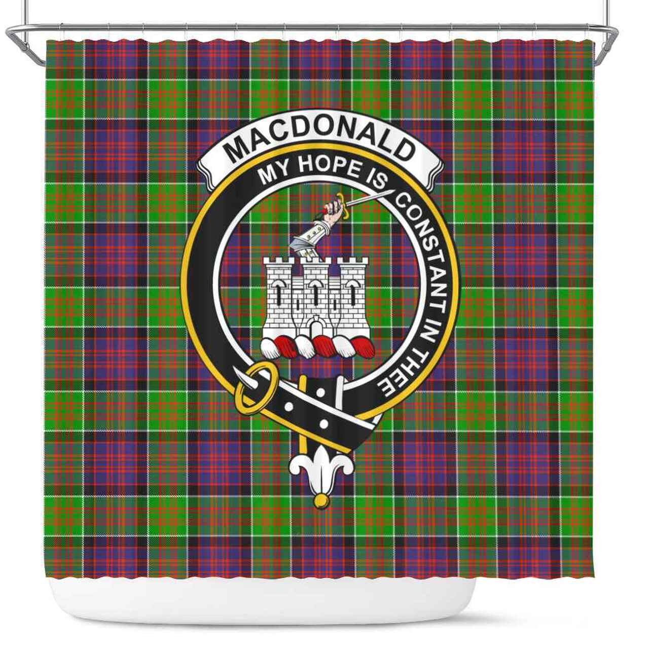 MacDonald (Clan Ranald) Tartan Crest Shower Curtain