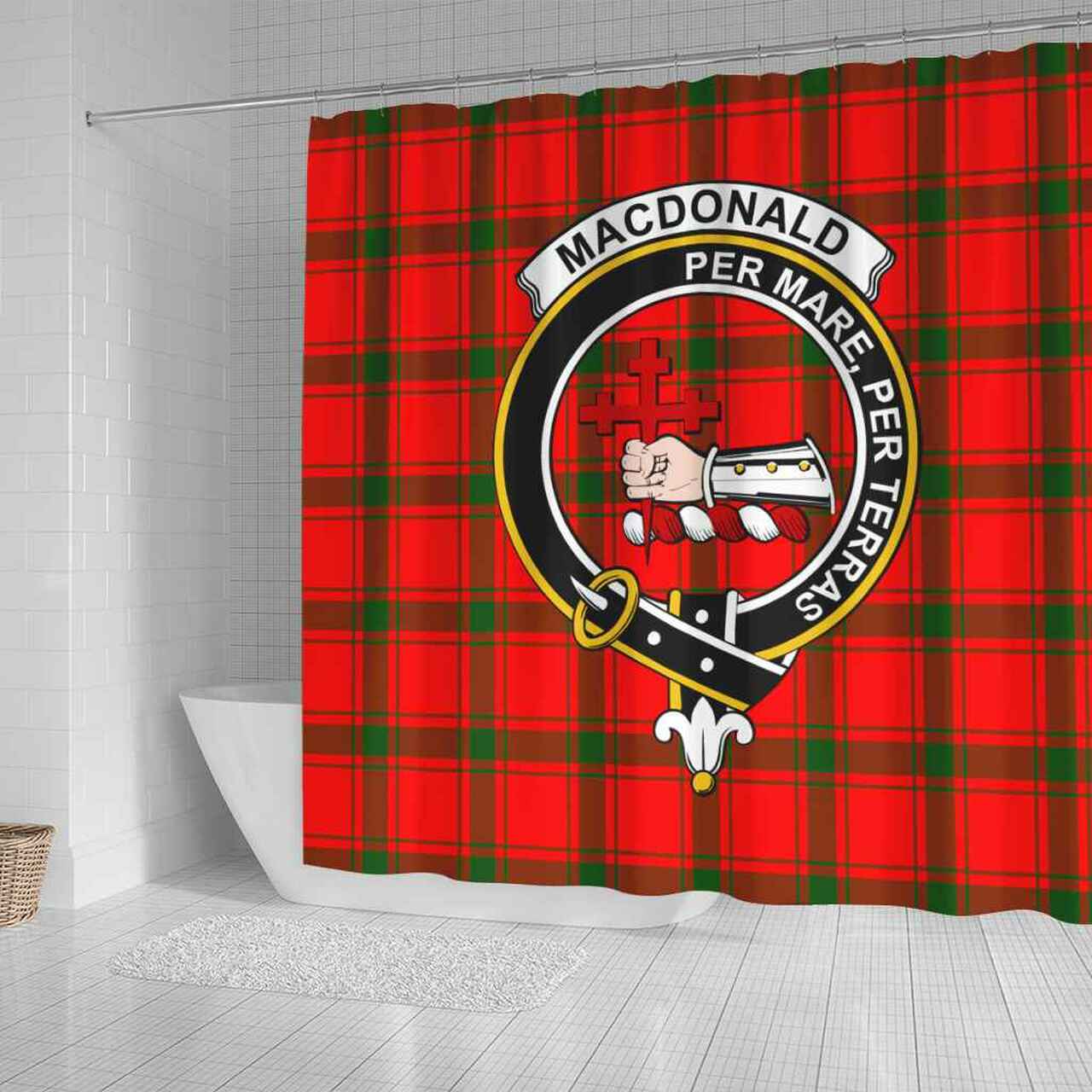 MacDonald (of Sleat) Tartan Crest Shower Curtain