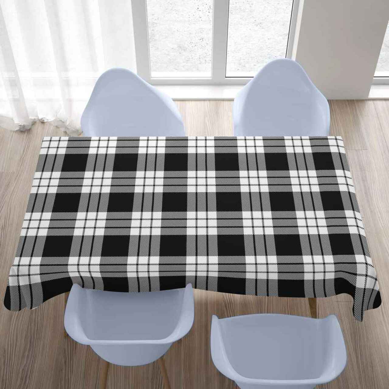 MacFarlane Black & White Tartan Tablecloth