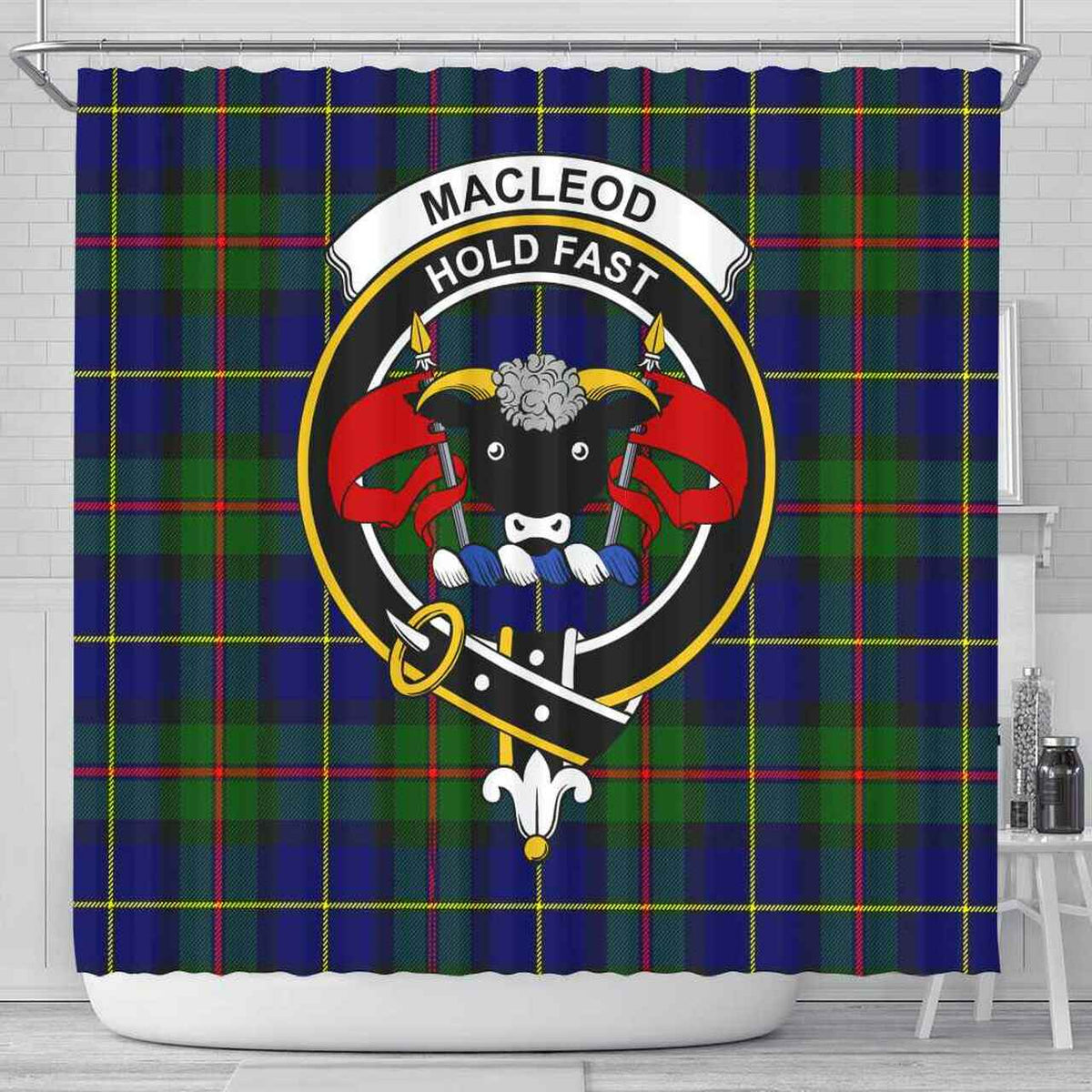 MacLeod of Lewis Tartan Crest Shower Curtain