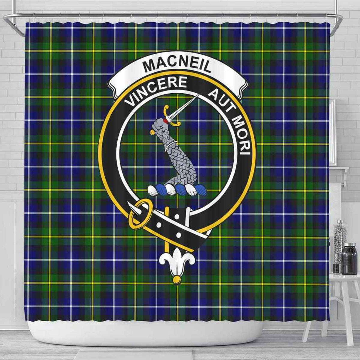 MacNeill of Barra Tartan Crest Shower Curtain