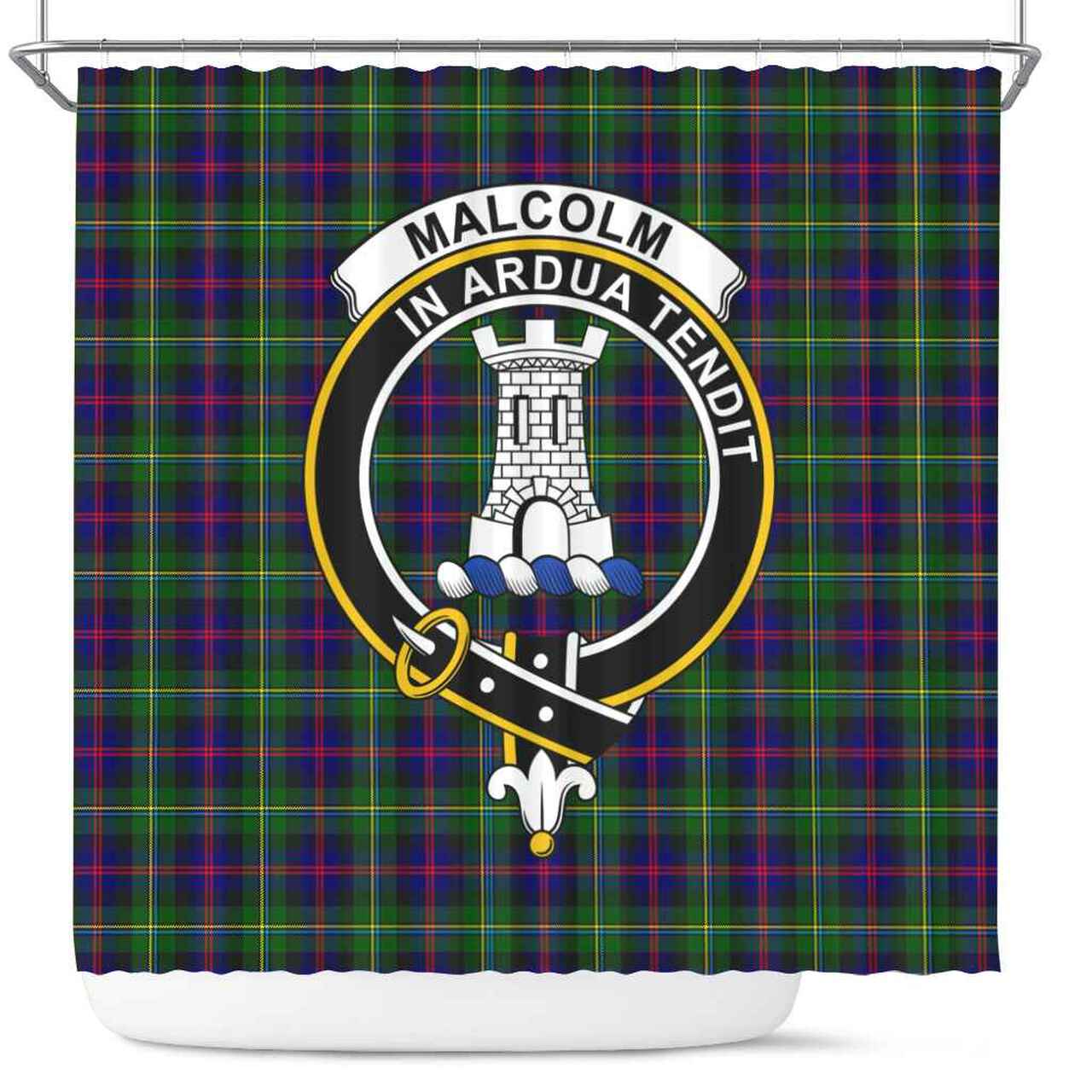 Malcolm (or MacCallum) Tartan Crest Shower Curtain