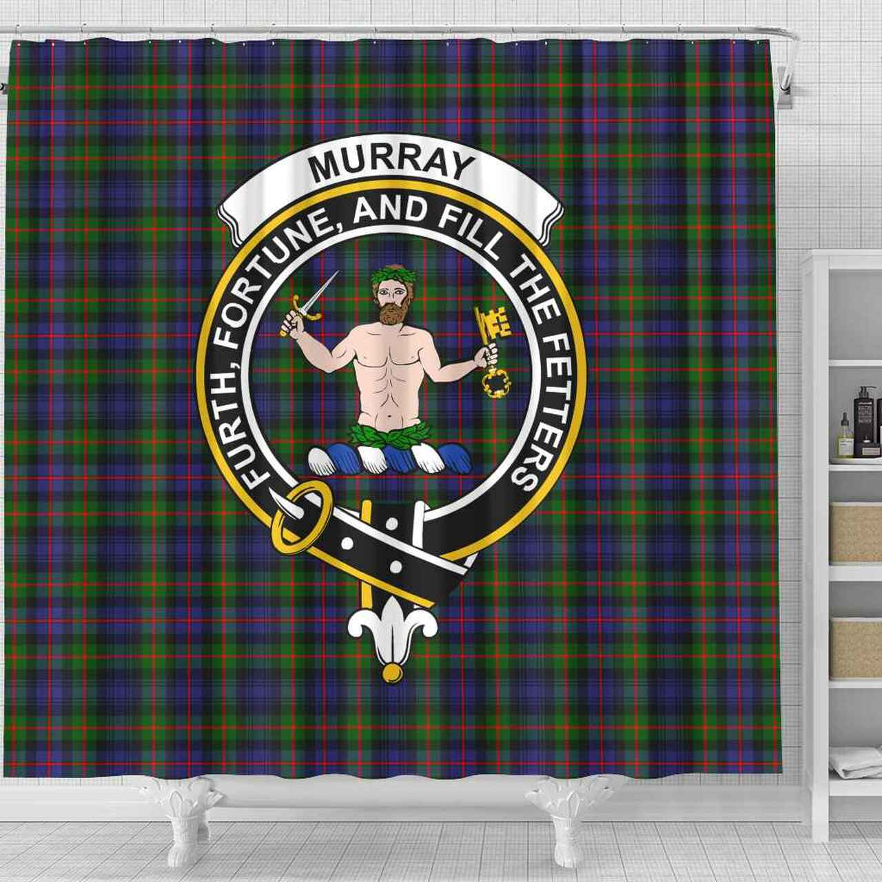 Murray (of Atholl) Tartan Crest Shower Curtain