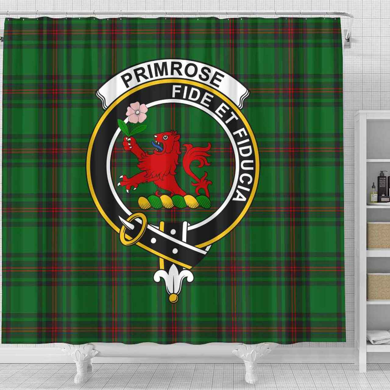 Primrose Tartan Crest Shower Curtain