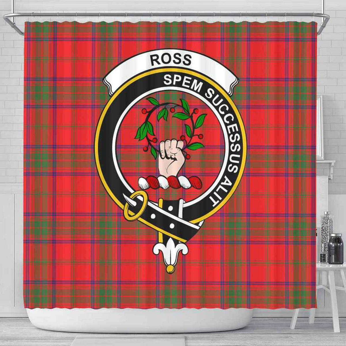 Ross Tartan Crest Shower Curtain