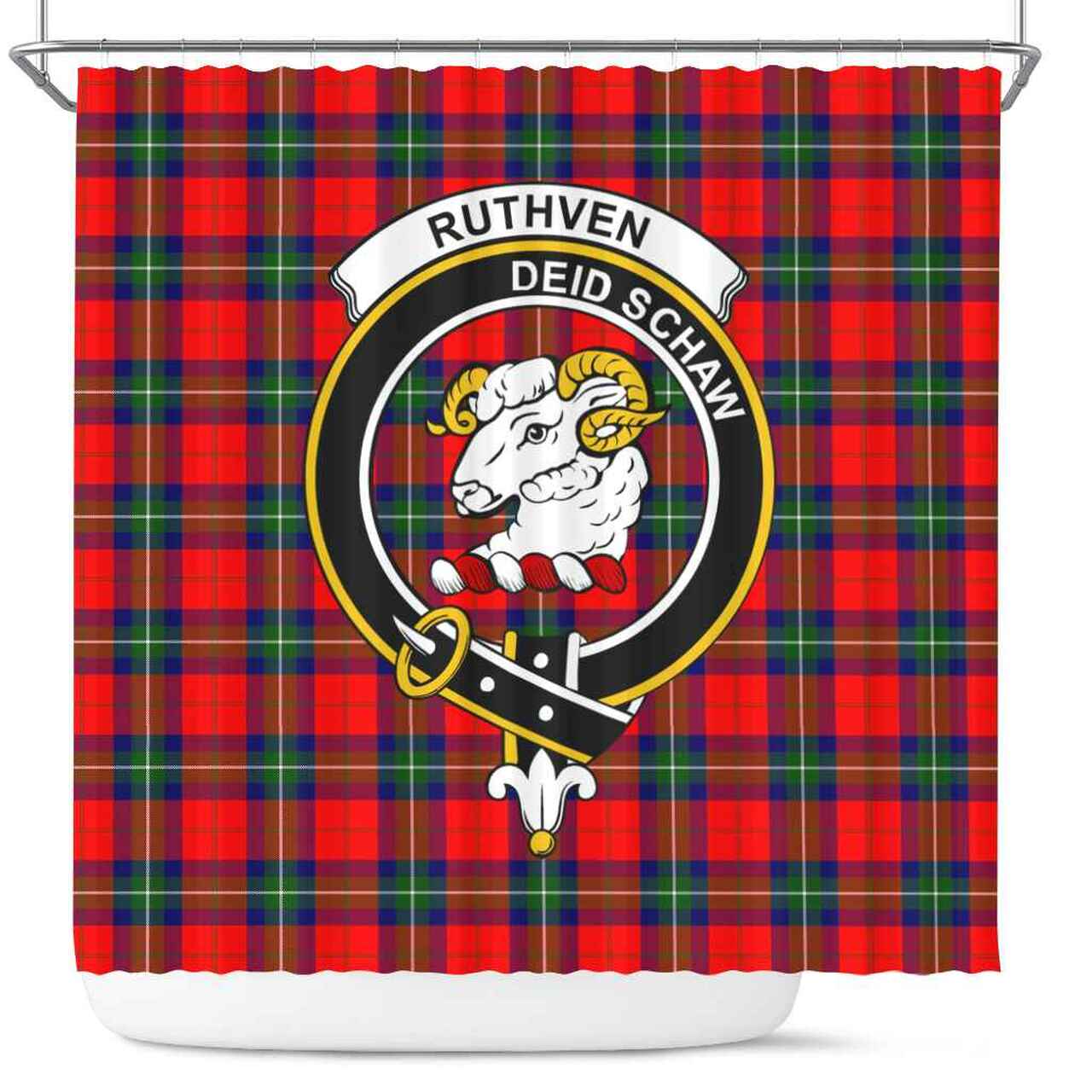 Ruthven Tartan Crest Shower Curtain