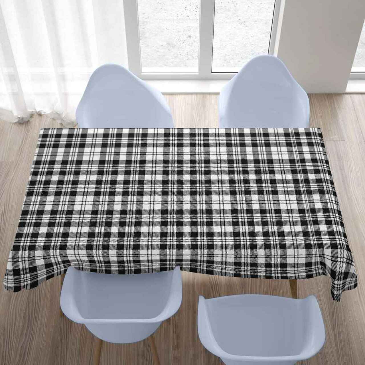 Scott Black & White Modern Tartan Tablecloth