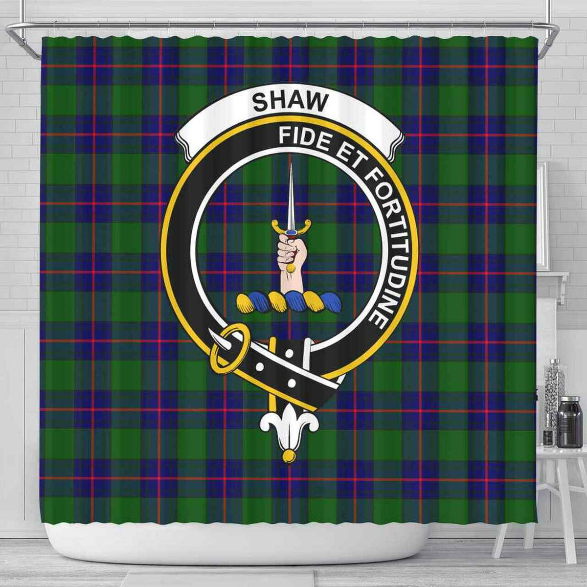 Shaw (of Tordarroch) Tartan Crest Shower Curtain