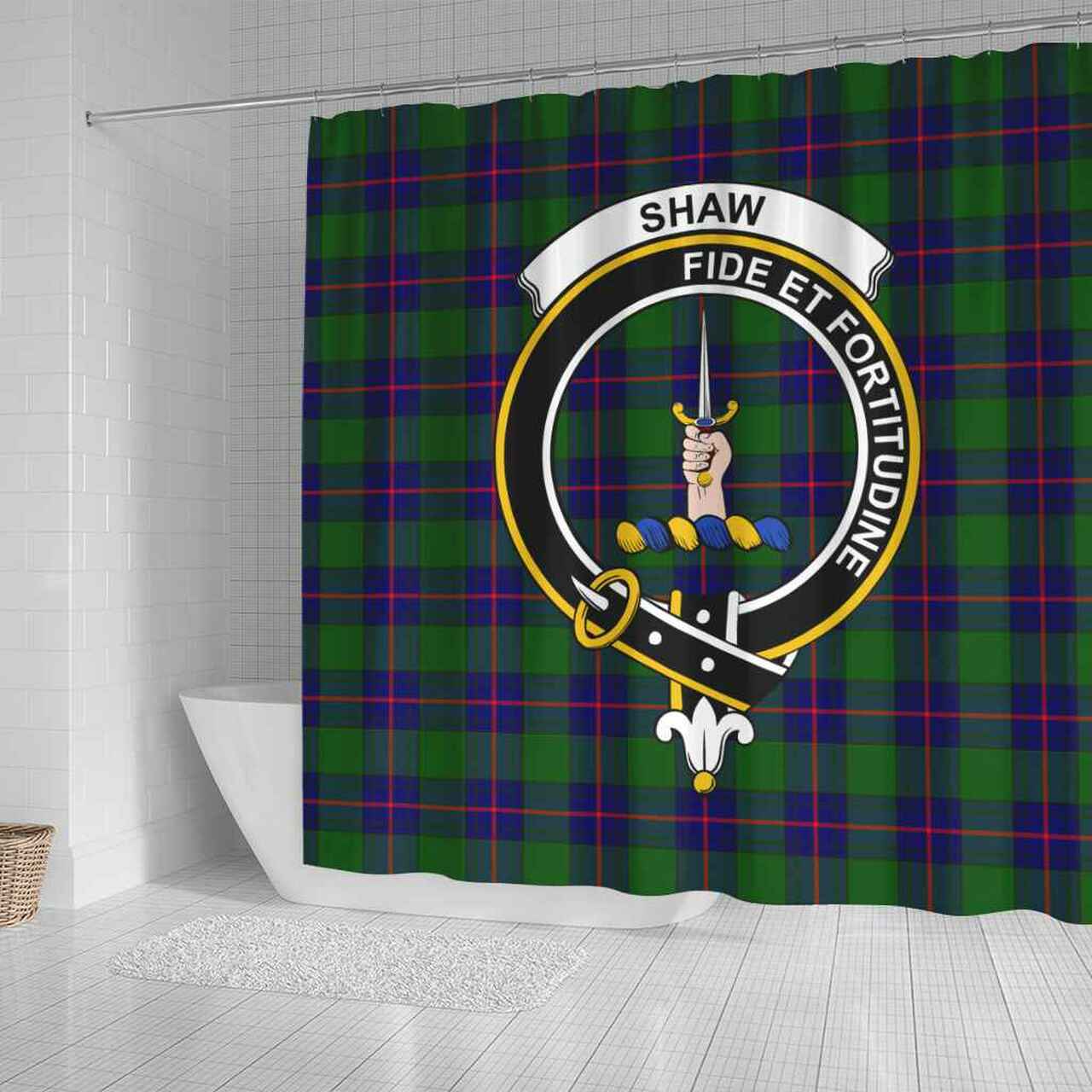 Shaw (of Tordarroch) Tartan Crest Shower Curtain