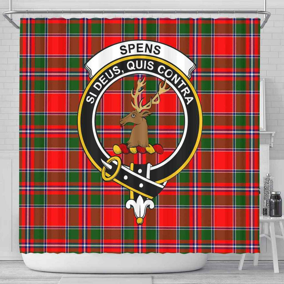 Spens (or Spence) Tartan Crest Shower Curtain