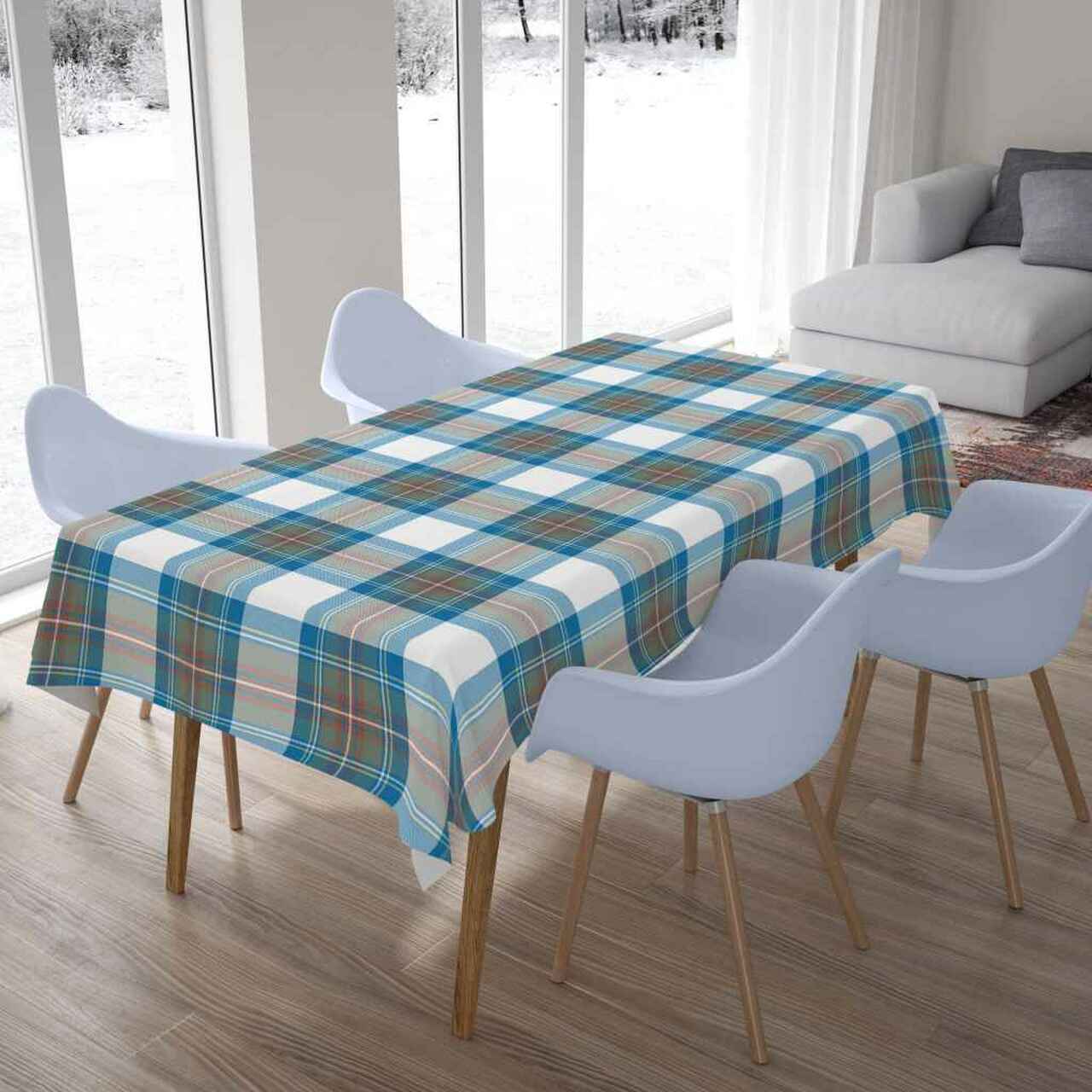 Stewart Muted Blue Tartan Tablecloth