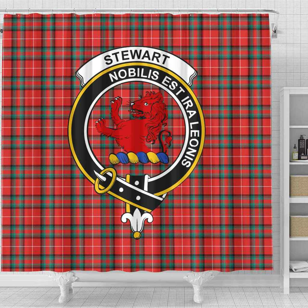 Stewart (Stuart) of Bute Tartan Crest Shower Curtain