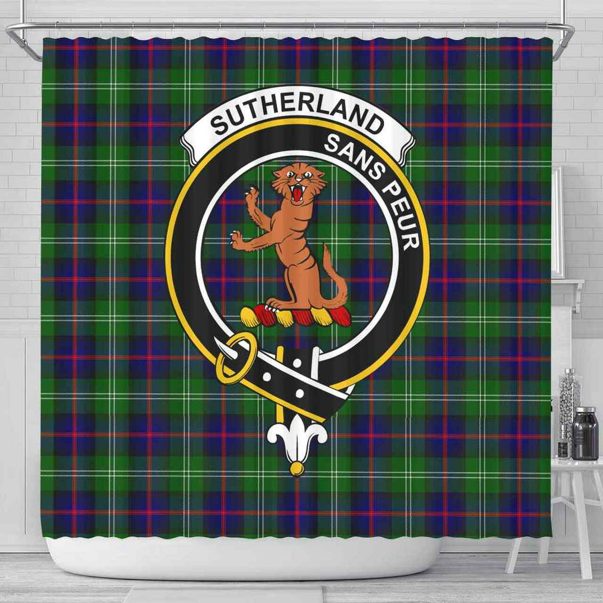 Sutherland I Tartan Crest Shower Curtain