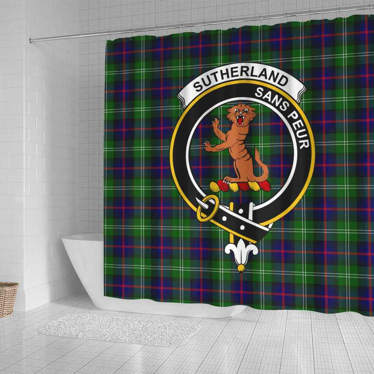 Sutherland I Tartan Crest Shower Curtain