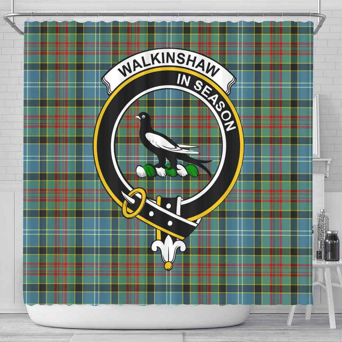 Walkinshaw Tartan Crest Shower Curtain