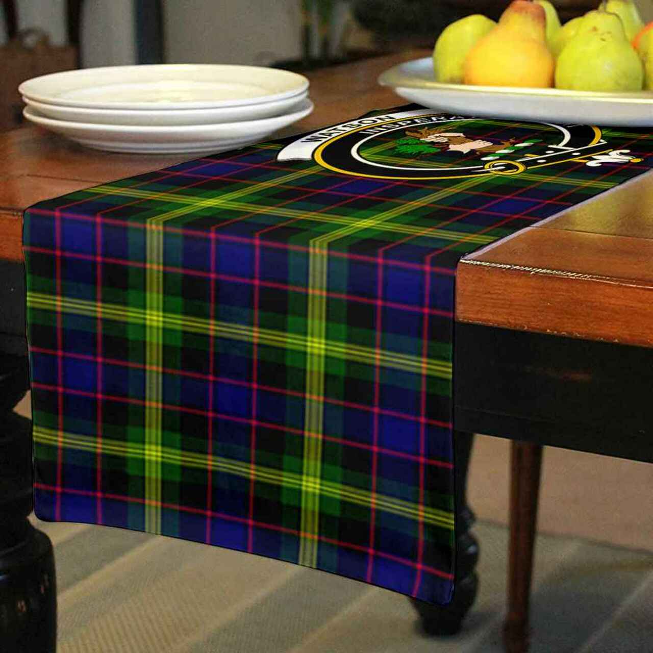 Watson Tartan Crest Table Runner - Cotton table runner