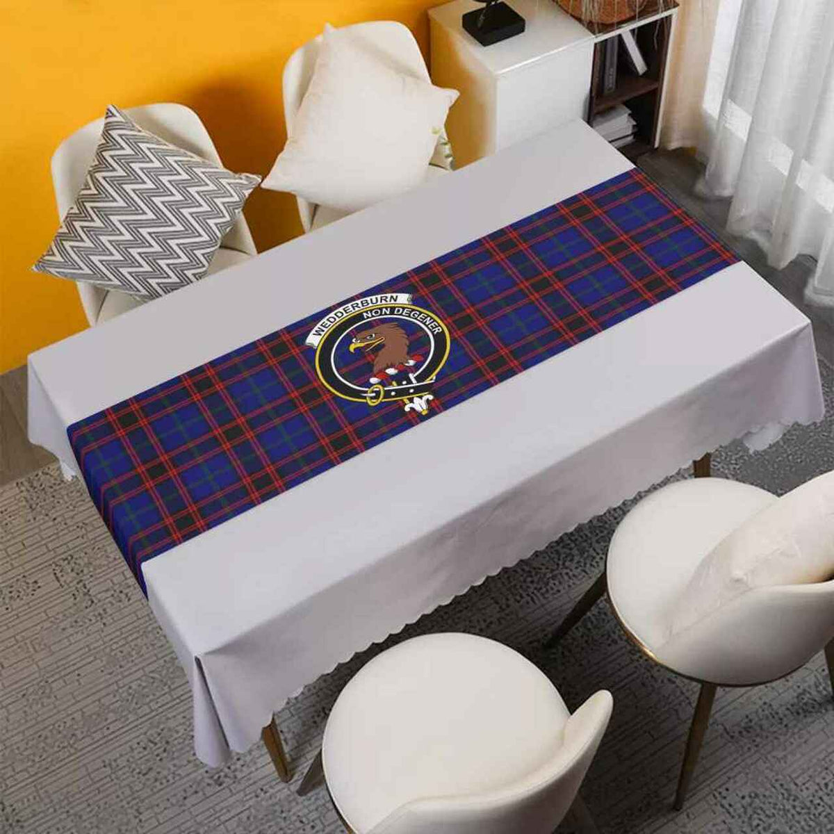 Wedderburn Tartan Crest Table Runner - Cotton table runner