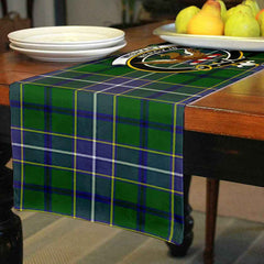 Wishart Tartan Crest Table Runner - Cotton table runner