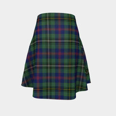 Wood Modern Tartan Flared Skirt