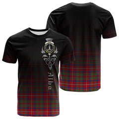 Shaw Red Modern Tartan Crest T-shirt - Alba Celtic Style