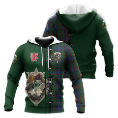 Skene Tartan Hoodie - Lion Rampant And Celtic Thistle Style