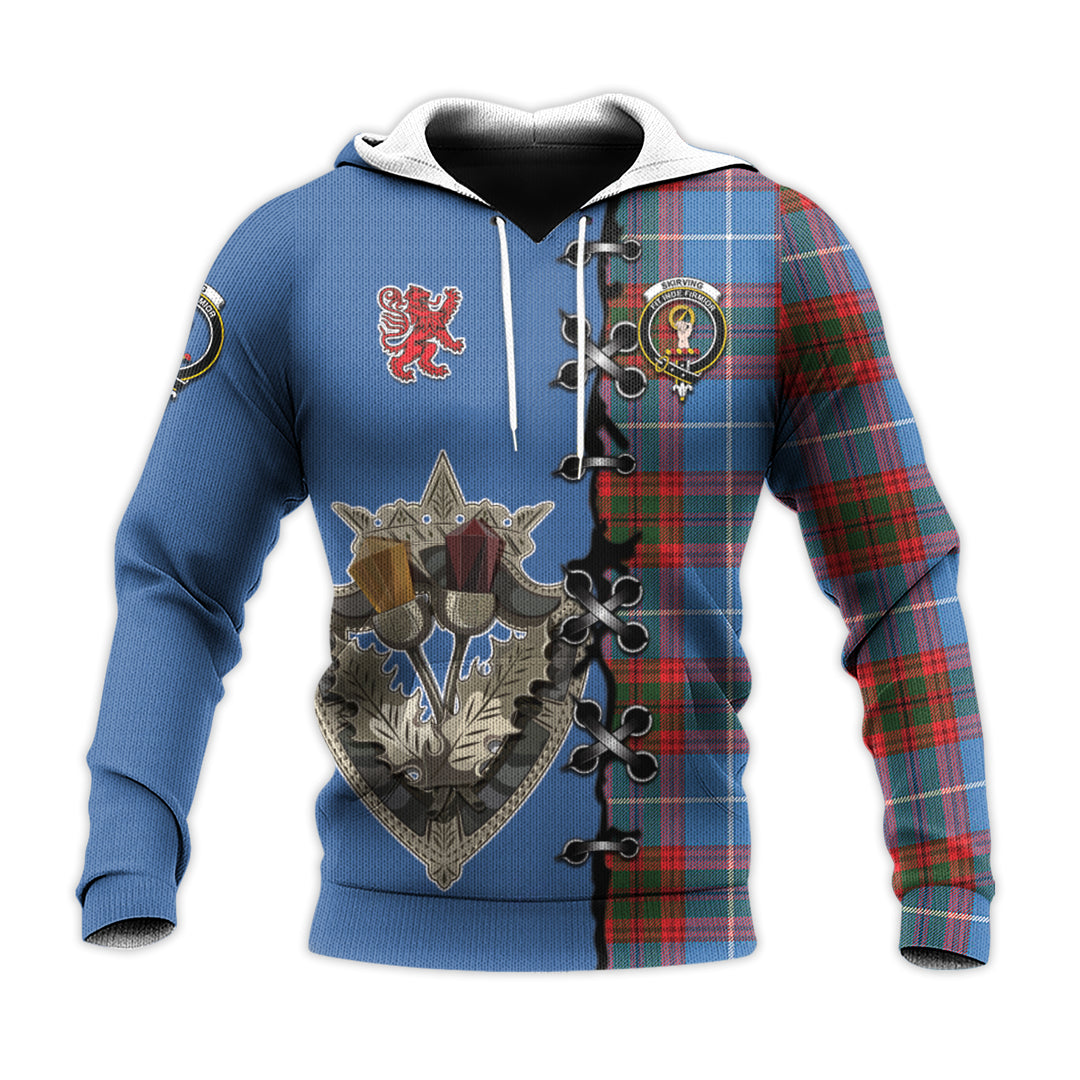 Skirving Tartan Hoodie - Lion Rampant And Celtic Thistle Style