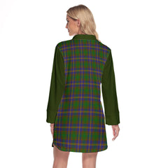 Strange Of Balkaskie Tartan Women's Lapel Shirt Dress With Long Sleeve