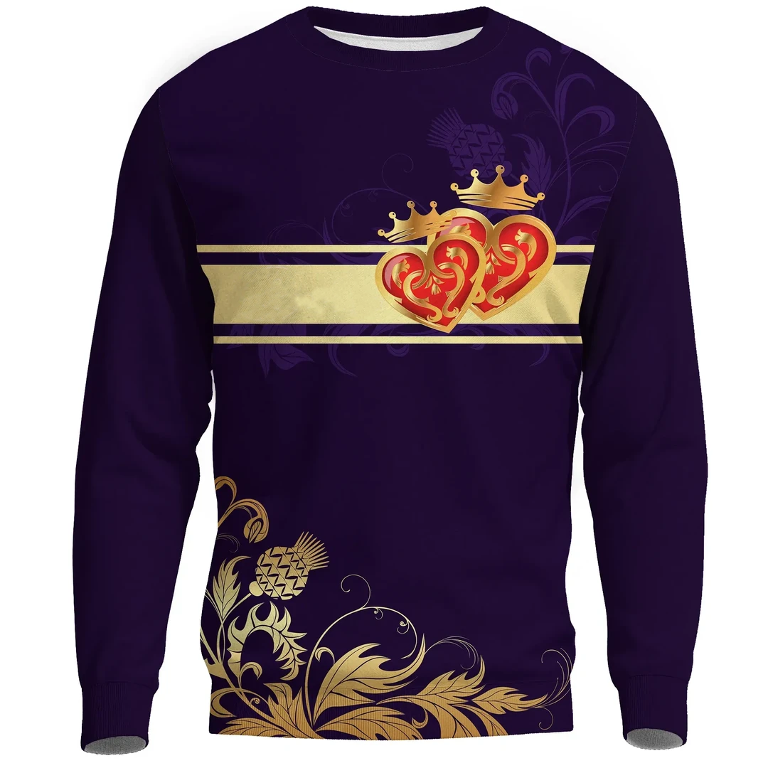 Scots Print Sweaters - Scotland Valentine Heart Thistle Celtic Style Sweaters