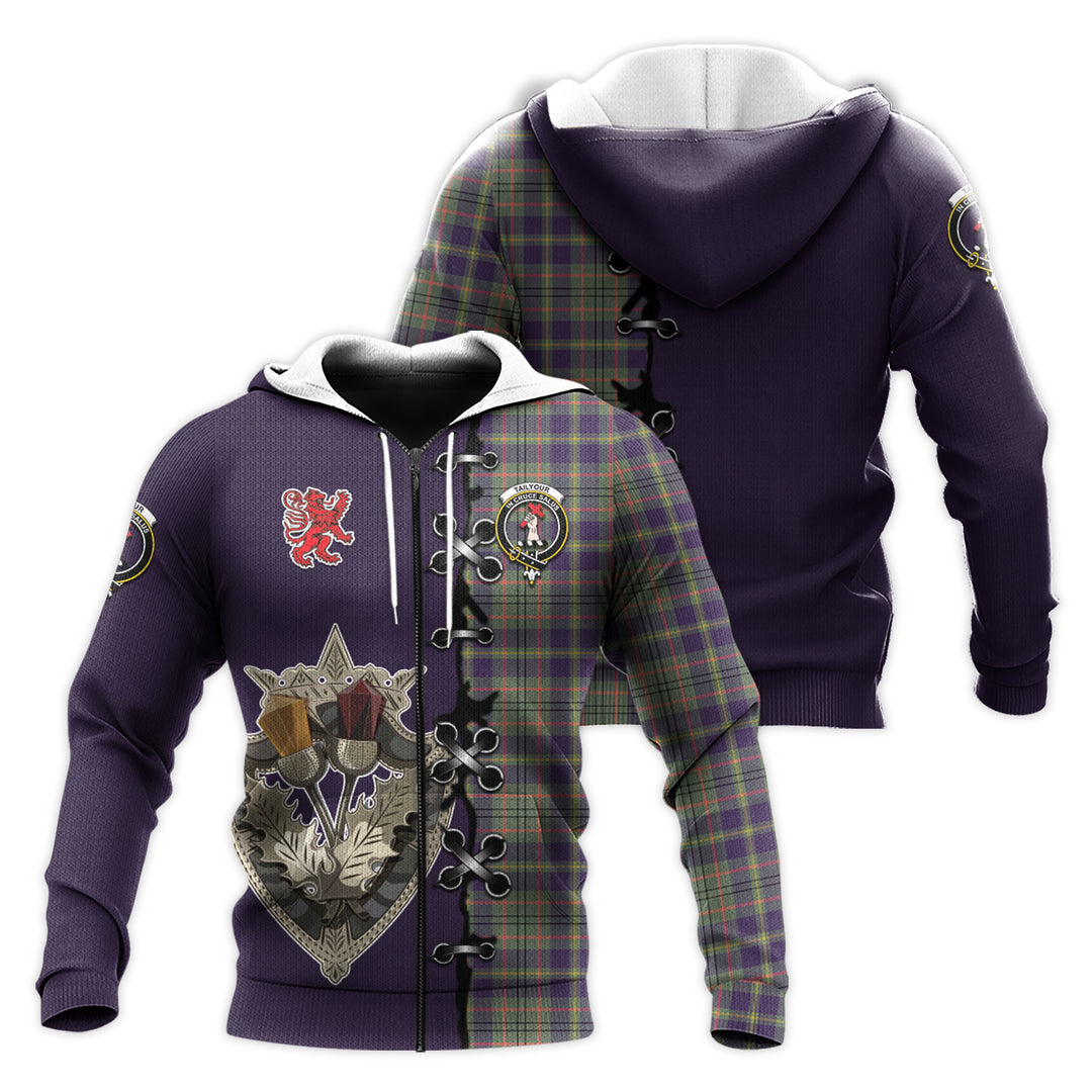 Taylor Weathered Tartan Hoodie - Lion Rampant And Celtic Thistle Style