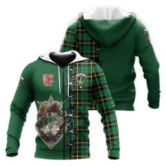 Wallace Hunting Green Tartan Hoodie - Lion Rampant And Celtic Thistle Style